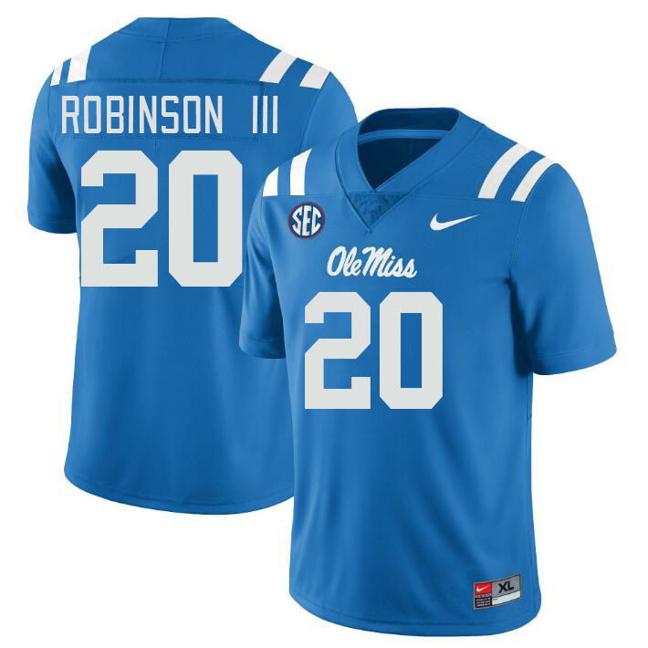 Men #20 Anthony Robinson III Ole Miss Rebels College Football Jerseys Stitched-Power Blue